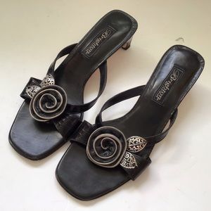 BRIGHTON KASSIE BLACK LEATHER SANDALS